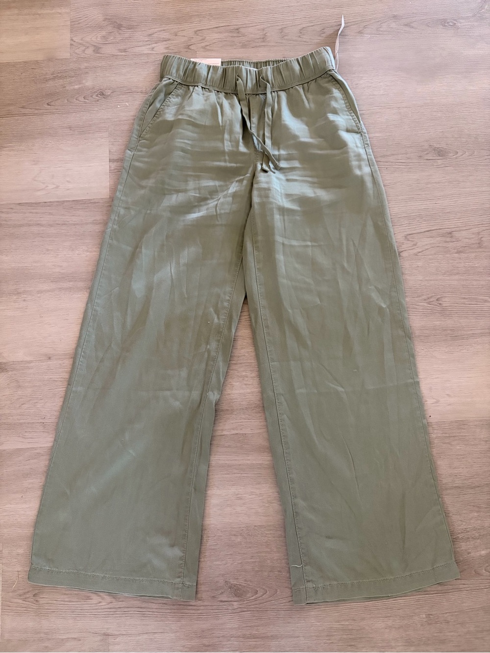 Nine West Olive Green Wide-Leg Drawstring Pants